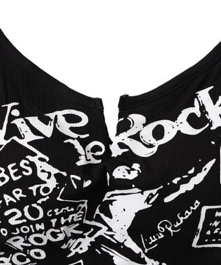 WEGO 【カップ付きインナー】グラフィックリブキャミソール ブラック