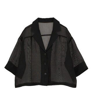 earth music&ecology シアーショートシャツ Black