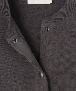 ICB L 【先行予約】 コットンポリエステルスムース カーディガン チャコール