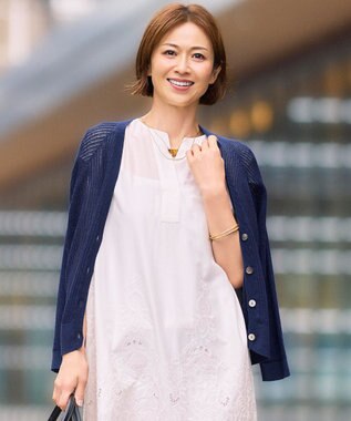 自由区 ファインリネンナイロン カーディガン