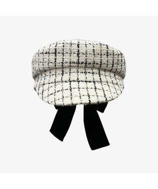 林八百吉商店 un chapeau ツイードマリンリボンキャス ホワイト