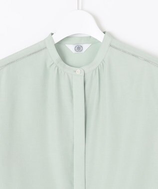 J.PRESS LADIES S 【洗える・イージーケア】ライトタンブラー バンドカラー ブラウス ライトグリーン系