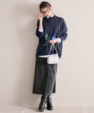 23区 【洗える】ウールブレンド タートルネック ニット ネイビー系