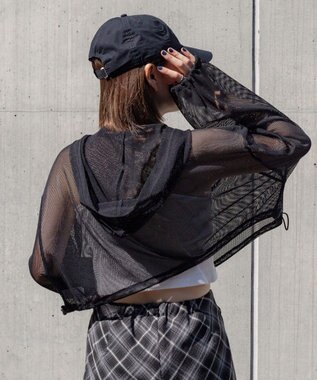 WEGO ダブルジップメッシュパーカー ブラック