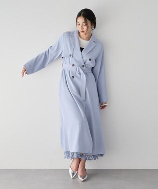 YECCA VECCA 【UVカット/花粉ガード】素材MIXトレンチコート Light Blue