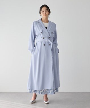 YECCA VECCA 【UVカット/花粉ガード】素材MIXトレンチコート Light Blue