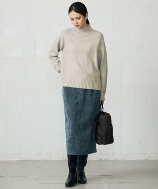 自由区 L 【17号サイズまで展開・SHIHOさん着用】ソフトコーデュロイ スカート ダルブルー