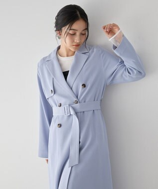 YECCA VECCA 【UVカット/花粉ガード】素材MIXトレンチコート Light Blue