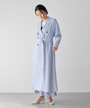 YECCA VECCA 【UVカット/花粉ガード】素材MIXトレンチコート Light Blue