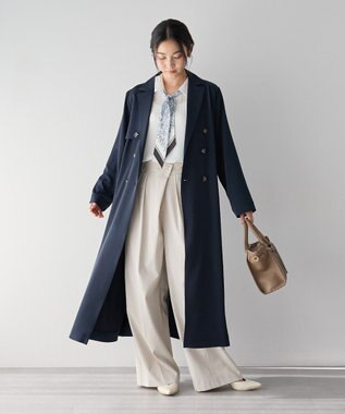 YECCA VECCA 【UVカット/花粉ガード】素材MIXトレンチコート Navy