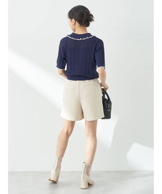 earth music&ecology フリルニットポロ Navy