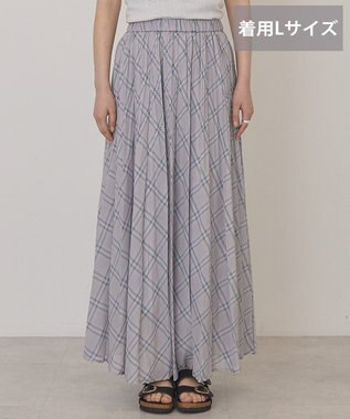 AMERICAN HOLIC 【選べる丈】チェックシアープリーツスカート Light Gray