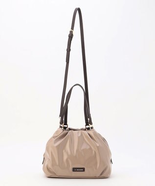 LA BAGAGERIE ソフトエナメル2WAYハンドバッグ Mサイズ グレージュ