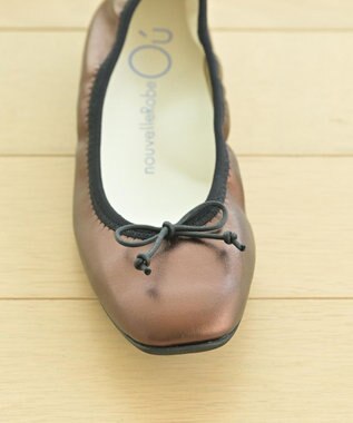 nouvelleRobe Oū 【本革・高反発】Square スクエアトゥ メタリックバレエシューズ ブロンズ