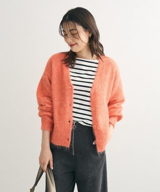 Green Parks 毛ふきシャギーＶネックカーディガン Orange