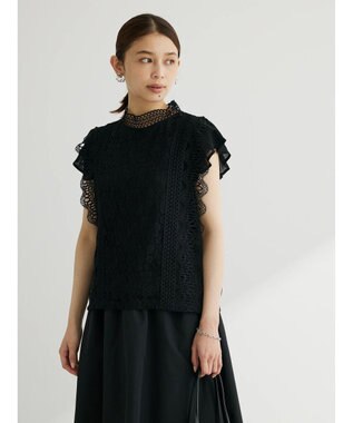 Green Parks ・ＥＬＥＮＣＡＲＥ　ＤＵＥ　イロイロレースブラウス Black