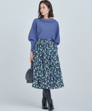 組曲 ニュアージュフラワープリント スカート ブルー系5