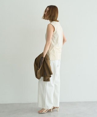 YECCA VECCA コットンスムースノースリーブトップス Off White