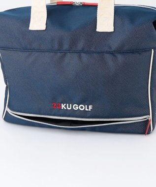 23区GOLF シューズ収納付【UNISEX】合皮×デニム調ボストンバッグ ネイビー系