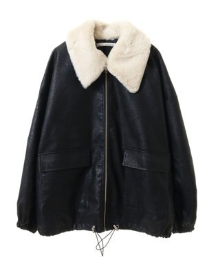 Green Parks ・ＥＬＥＮＣＡＲＥ　ＤＵＥフェイクレザーＺＩＰブルゾ Black