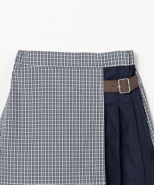 組曲 KIDS 【110-140㎝】 チェックプリーツ キュロット サックスブルー
