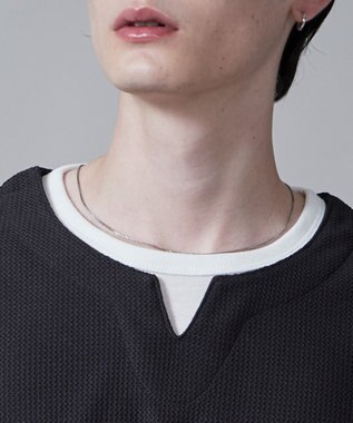 WEGO フェイクレイヤードキーネックT（S） ダークグレー