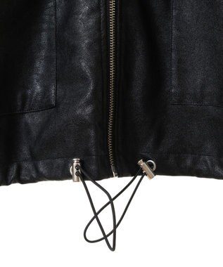 Green Parks ・ＥＬＥＮＣＡＲＥ　ＤＵＥフェイクレザーＺＩＰブルゾ Black