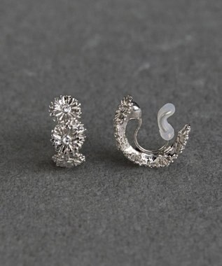 Phoebe 【痛くないシリーズ/金属アレルギー対応】マーガレットフラワーフープライトフィットイヤリング　シルバー