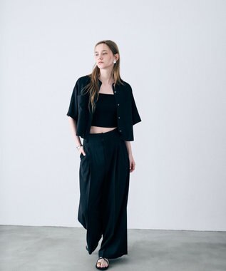 uncrave ドライタッチトロ ワイドトラウザー ブラック
