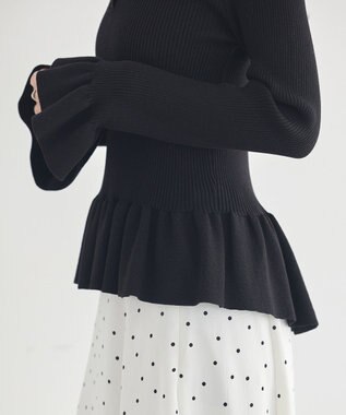 earth music&ecology ペプラムニットプルオーバー Black