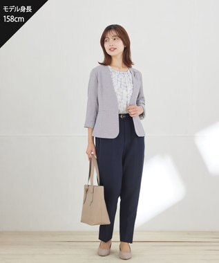 Tiaclasse 水彩花柄シフォンブラウス ブルー