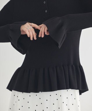 earth music&ecology ペプラムニットプルオーバー Black