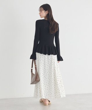 earth music&ecology ペプラムニットプルオーバー Black