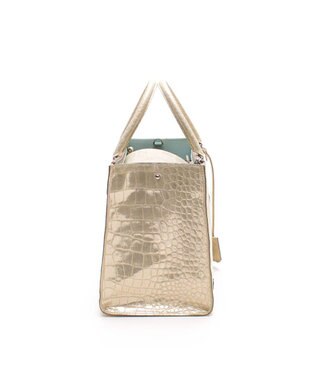 A.D.M.J. 【牛革】ヴィッテリグリシャムウェンディ/クリスタルソーイングWジップトート28cm ゴールド