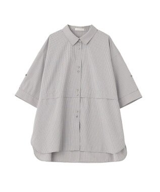 Green Parks 【適ON】遮熱タック五分袖シャツ Check Gray
