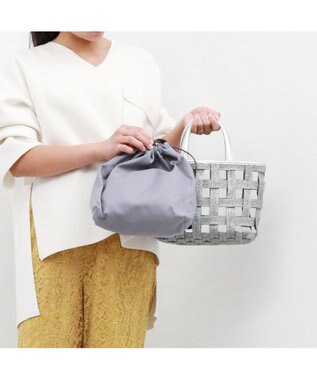 UNBILLION ペルケ perche / テープ透かし格子トートバッグS シルバー
