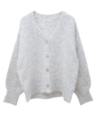 Green Parks 毛ふきシャギーＶネックカーディガン Light Gray Mixture