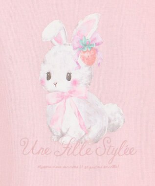 ANY KIDS 【綿100%】ドロップショルダー アニマルプリントTシャツ ピンク×ウサギ