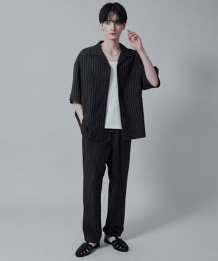 WEGO 【ユニセックス着用アイテム/手洗い可/SETUP可】リネンレーヨンオープンカラーシャツ（S） ダークグレー