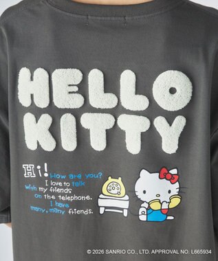 OP／FILA 【Ocean Pacific×ハローキティ】サガラ刺しゅうビッグTシャツ チャコールグレー