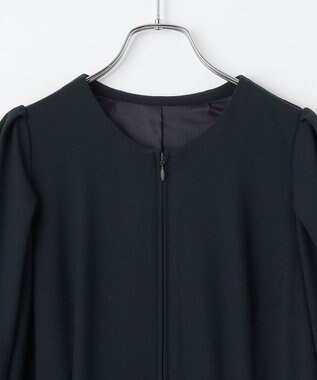 #Newans 【セレモニーにも】〈亀恭子さんコラボ〉ボリュームスリーブロングワンピース ネイビー