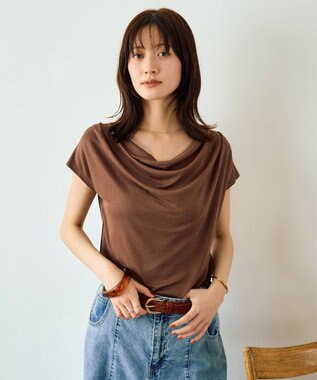 YECCA VECCA 【接触冷感】ドレープカットトップス Brown