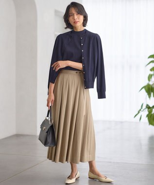 23区 【Oggi4月号掲載/洗える】プレミアムビオコットン 半袖 ニット ネイビー系