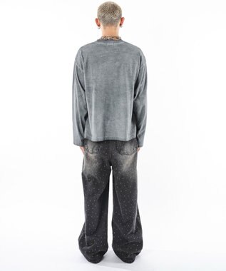 WEGO 【ユニセックス着用ITEM】スーパーバギーラインストーンデニムパンツ デニムブラックソノタ