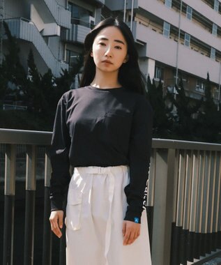 SHARE PARK LADIES 【UNISEX】吸水速乾 ショルダーロゴロングスリーブTシャツ（S・Mサイズ） ブラック