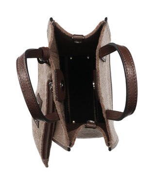 INTER-CHAUSSURES 【RIPANI】レザーハンドルフェルトバッグ ダークブラウンコンビ