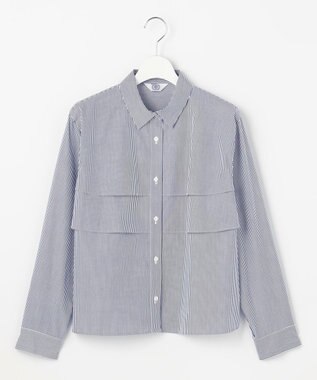 J.PRESS LADIES COTTON TEX ブラウス ネイビーストライプ系