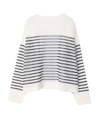 Green Parks シアーボーダーニットプルオーバー Navy