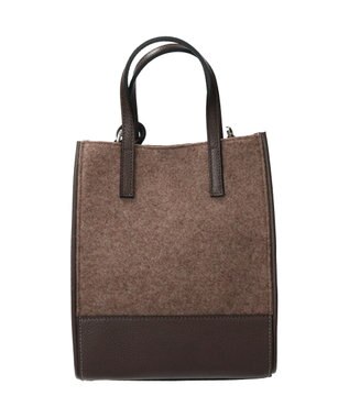 INTER-CHAUSSURES 【RIPANI】レザーハンドルフェルトバッグ ダークブラウンコンビ