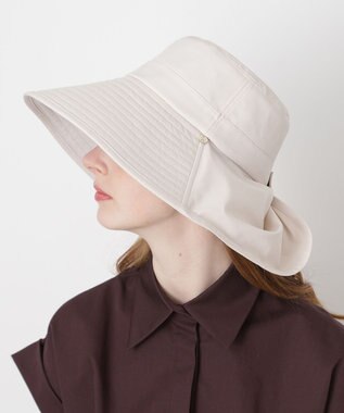 MOONBAT 【遮光100％/遮熱/UVカット】PAUL&JOE ACCESSOIRES(ポール&ジョー）後ろ垂れ 広つばハット 帽子 サイズ調整可能 手洗い可能 オフホワイト
